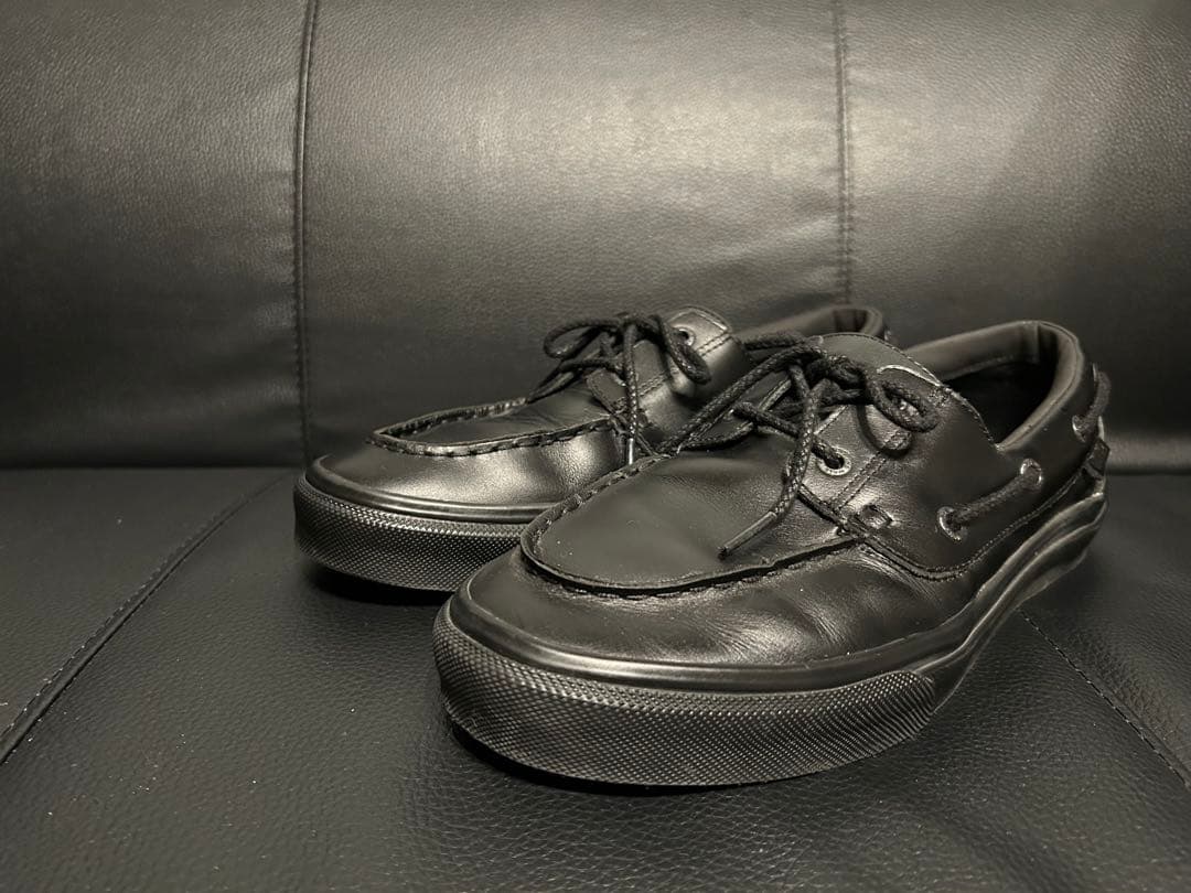 【美品】VANS 2アイレット 26.5cm 黒 本革 モカシン デッキシューズ