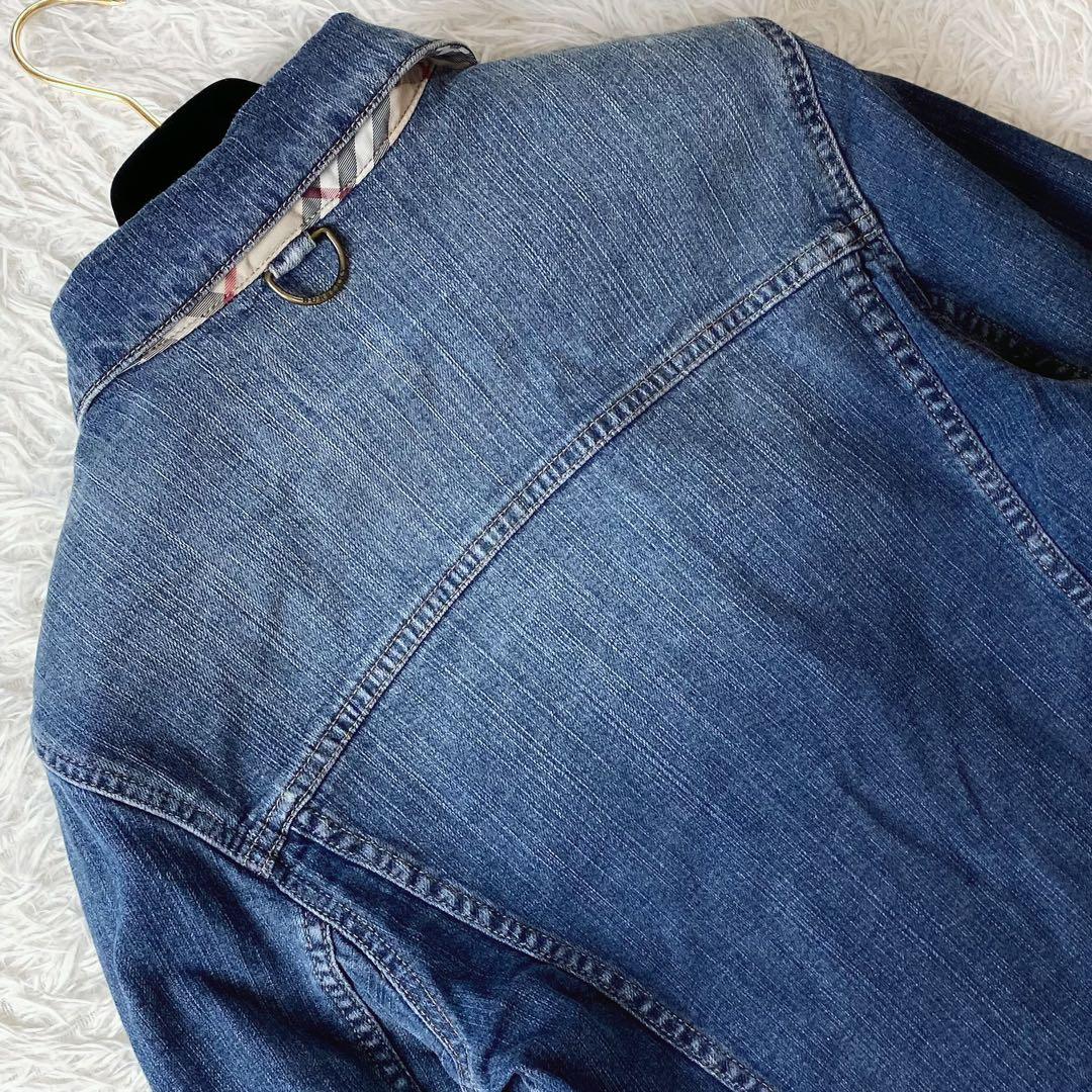 9未使用級！　バーバリー　ウォッシュドデニム　Gジャン　ノバチェック　イタリア製
