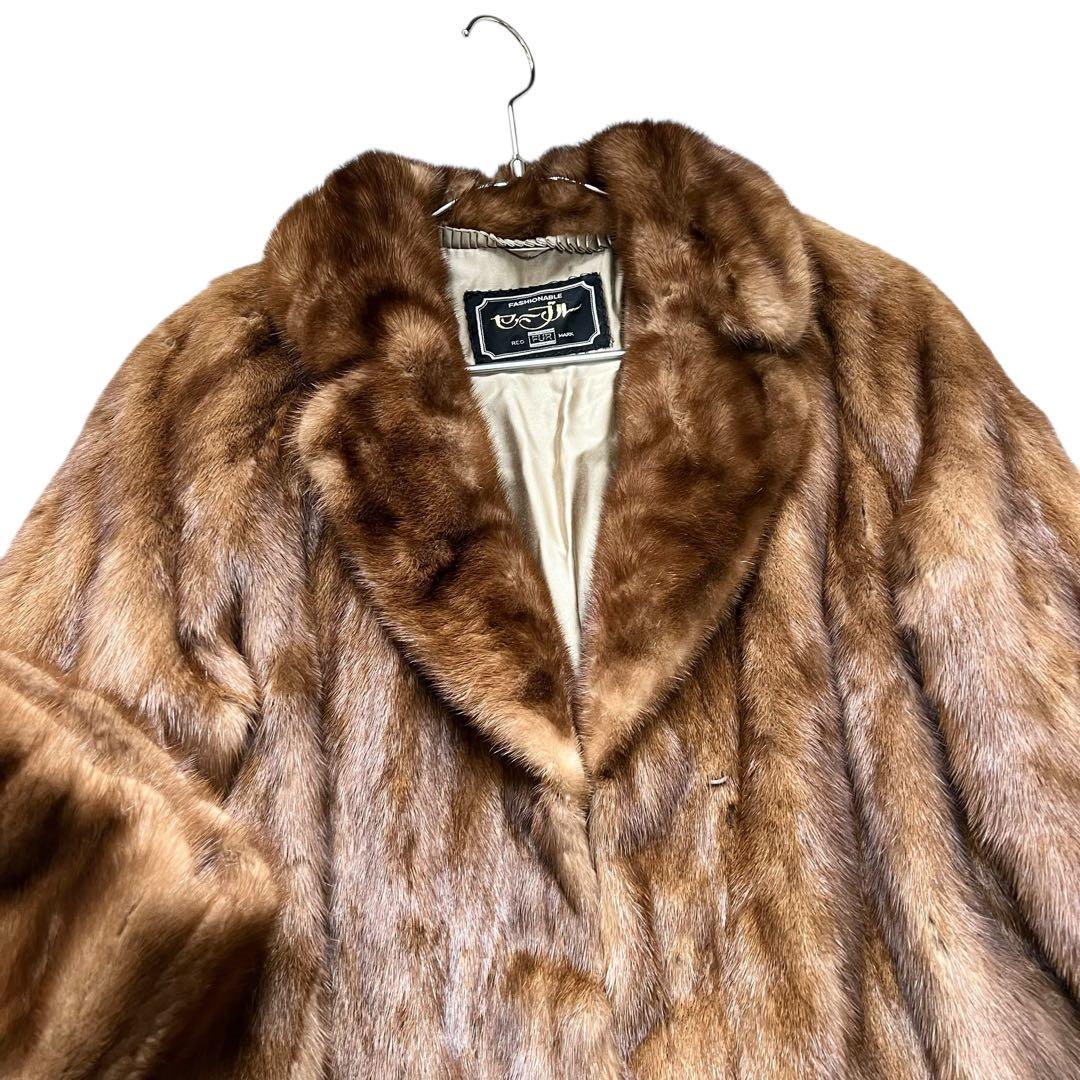 総丈115cm デミバフミンク ロング丈 リアルファーコート 本毛皮 XL