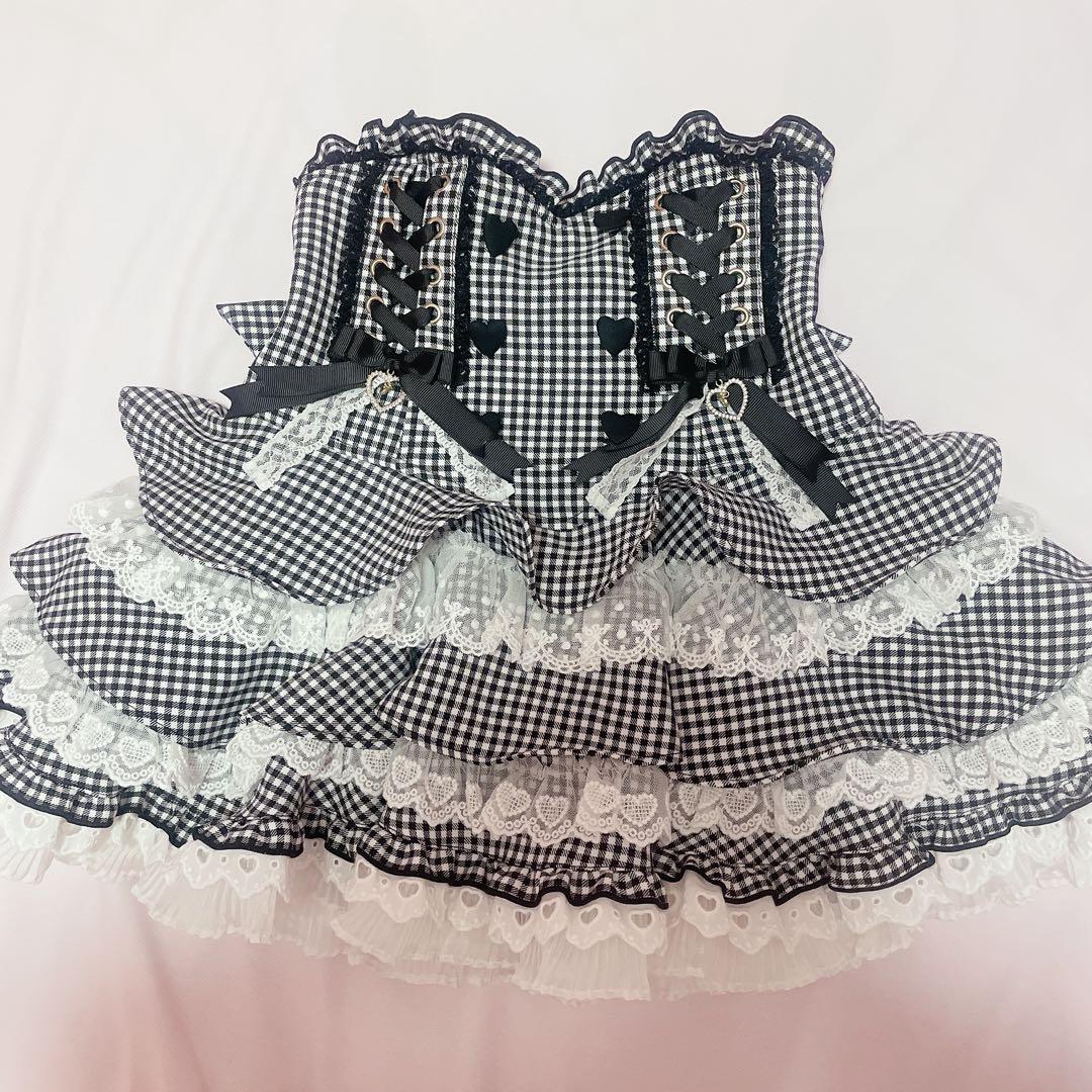 新品タグ付♡リズリサ♡ レースアップティアードスカパン♡グレー♡