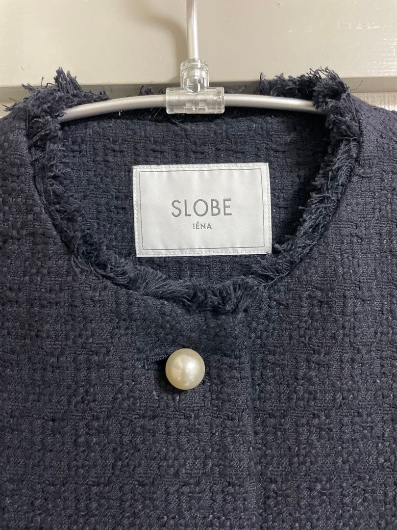 スローブイエナ　ツイード　ジャケット紺