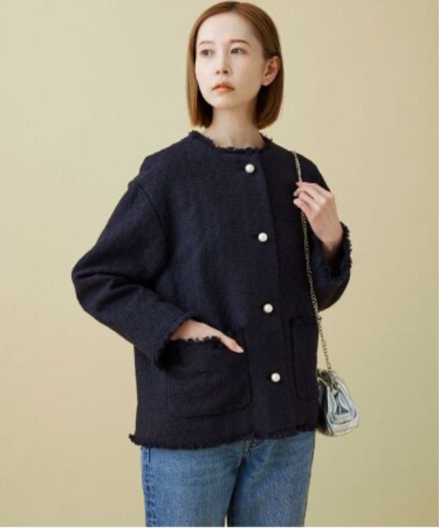 スローブイエナ　ツイード　ジャケット紺