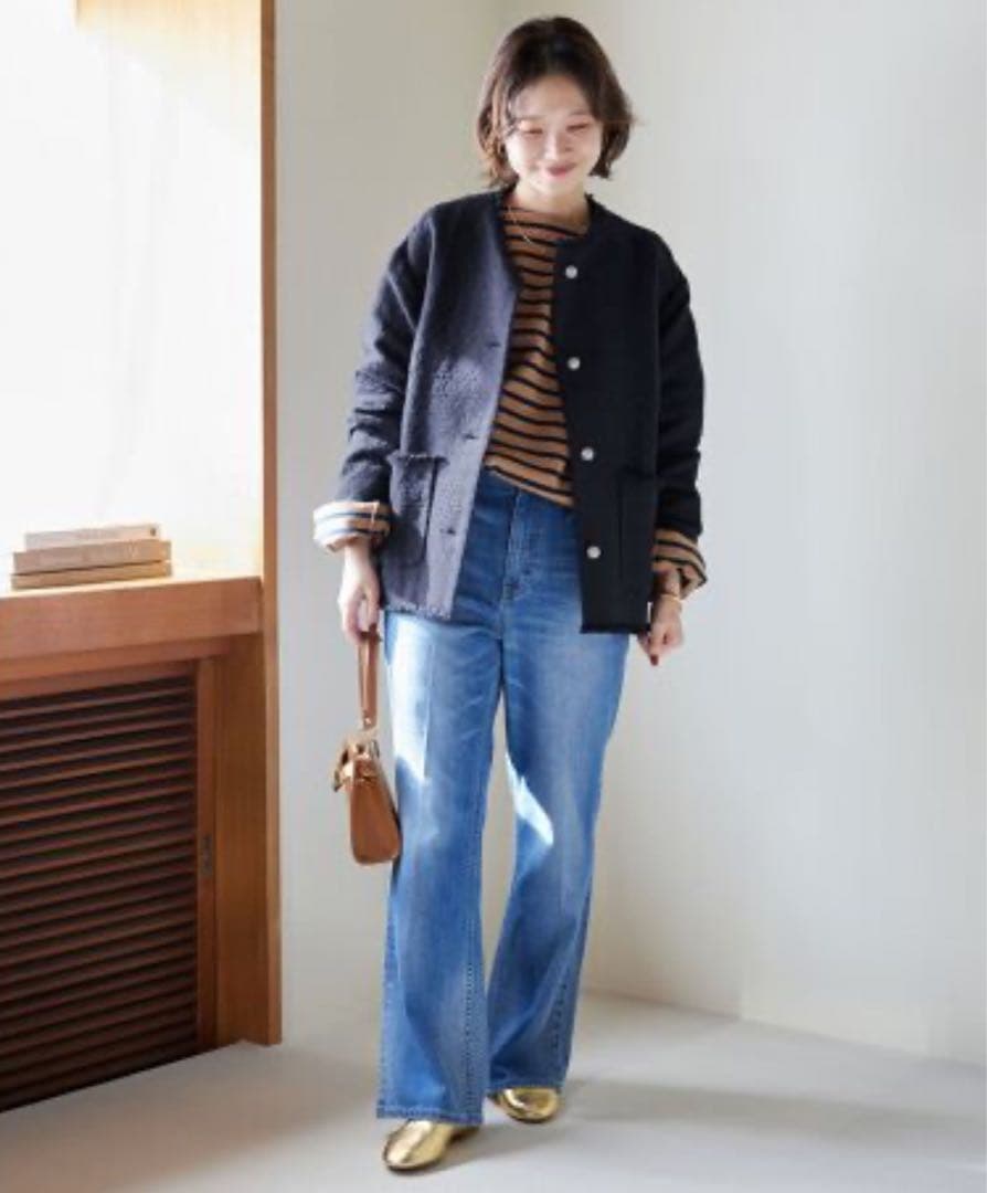 スローブイエナ　ツイード　ジャケット紺