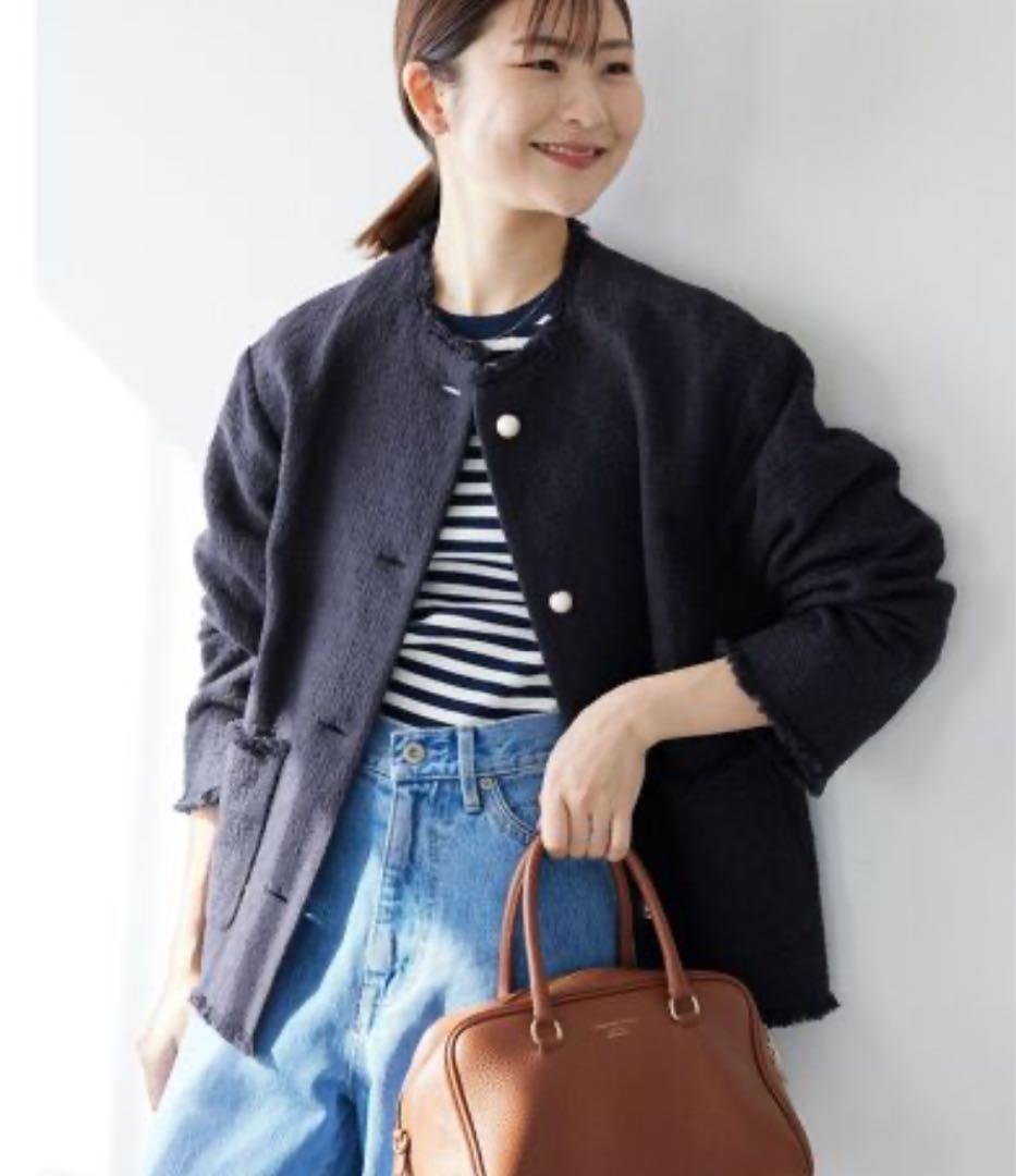 スローブイエナ　ツイード　ジャケット紺