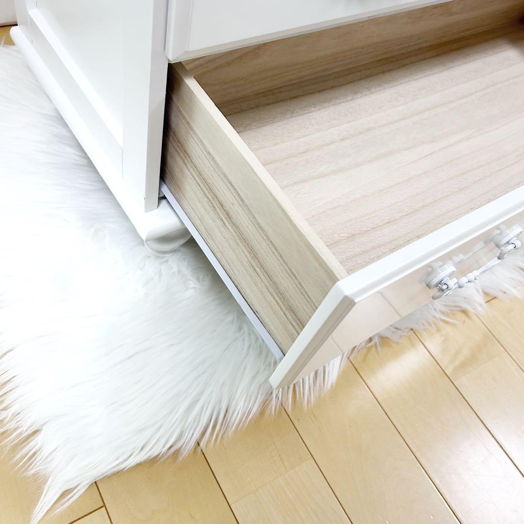 HAGIHARA 姫家具　ホワイト家具　白家具　5段チェスト　ロココ　幅80 桐