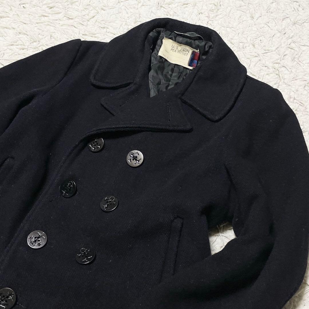 【USA製】SCHOOT Pコート メンズ ウール ブラック 740N