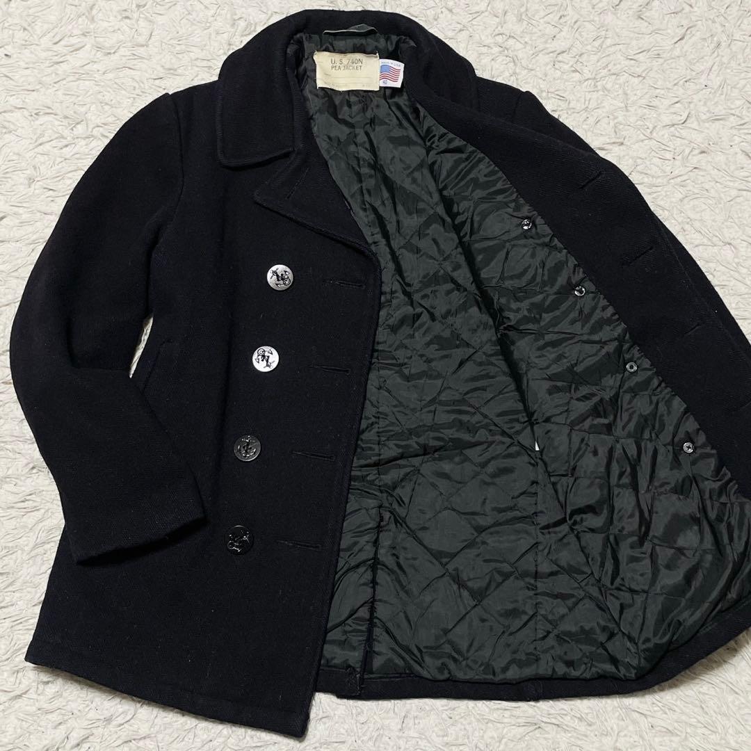 【USA製】SCHOOT Pコート メンズ ウール ブラック 740N