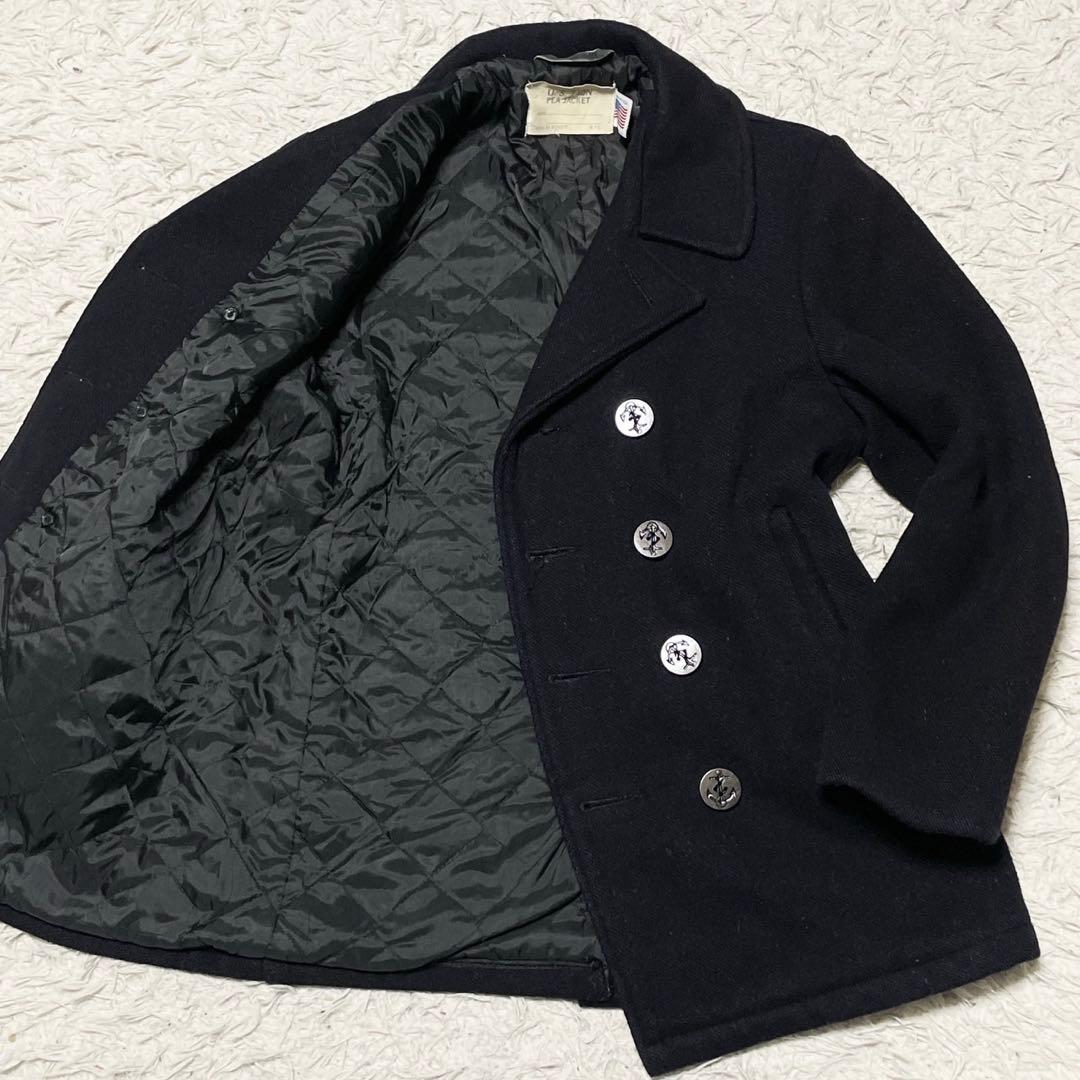 【USA製】SCHOOT Pコート メンズ ウール ブラック 740N