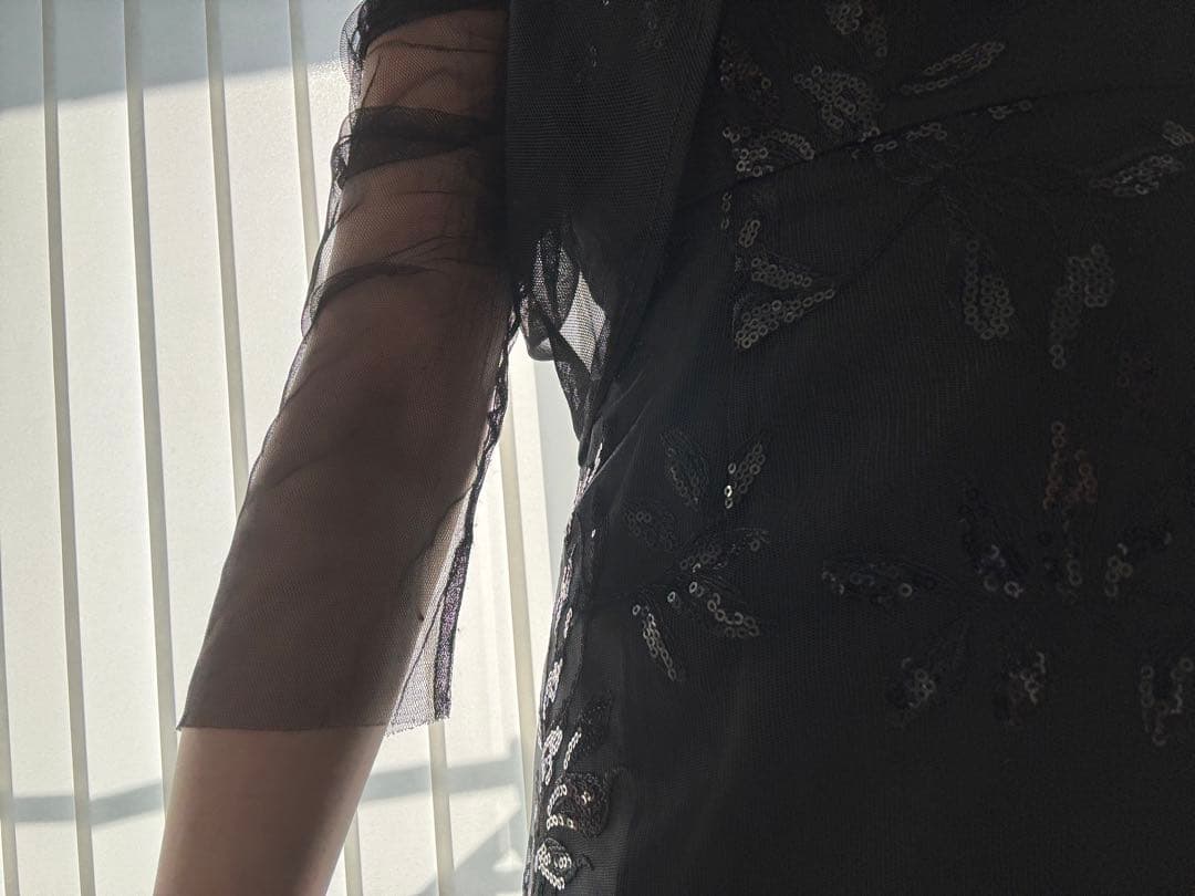 Mサイズ【LEJA】チュールロングスリーブリーフIラインドレスワンピース