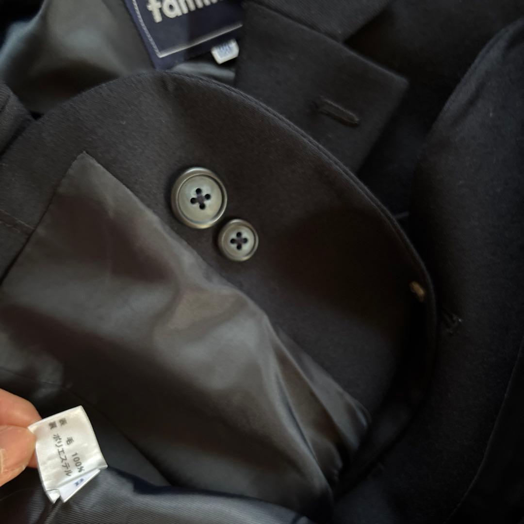 美品familiarネイビー上質ウールスーツジャケット＆ハーフパンツ120センチ