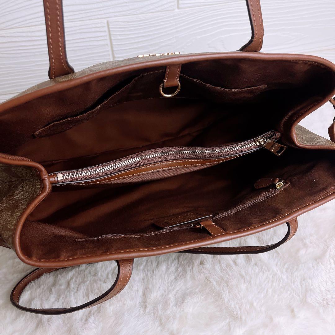 美品☆COACHコーチ トートバッグ シグネチャー ブラウン 大容量