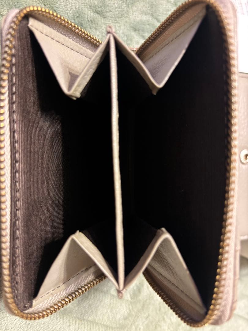 russet レザー三つ折り財布 グレー