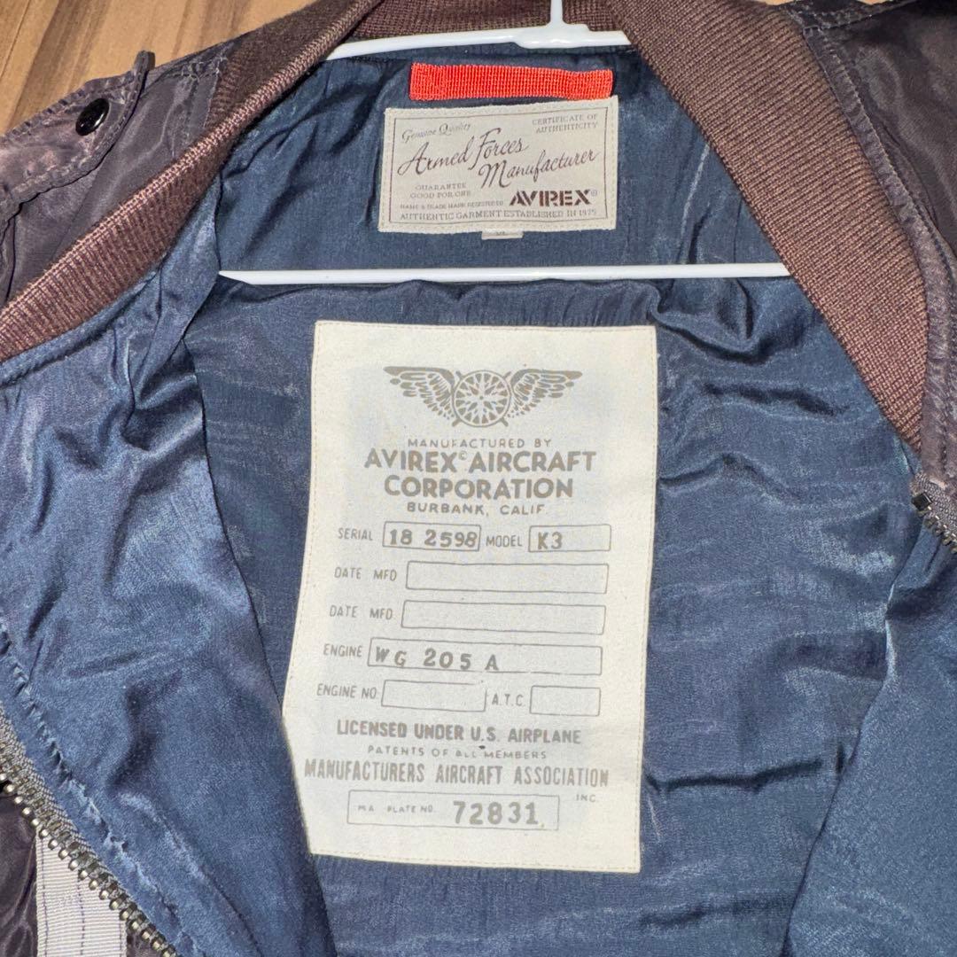 希少品 AVIREX L-2 MODEL K3 フライトジャケット XL