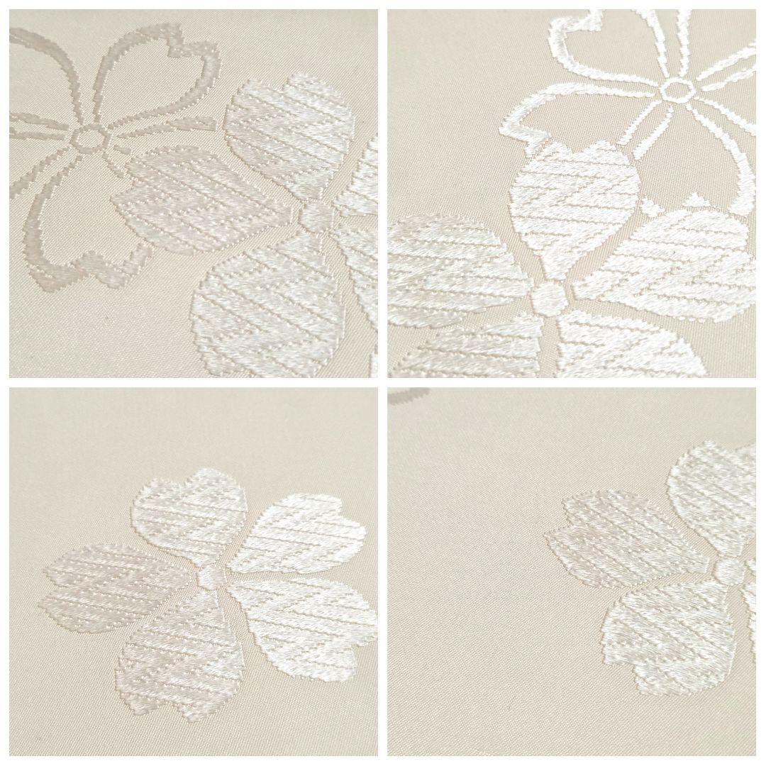 D 桜の花模様 白色 ワントーン 全通 正絹 カジュアルな名古屋帯