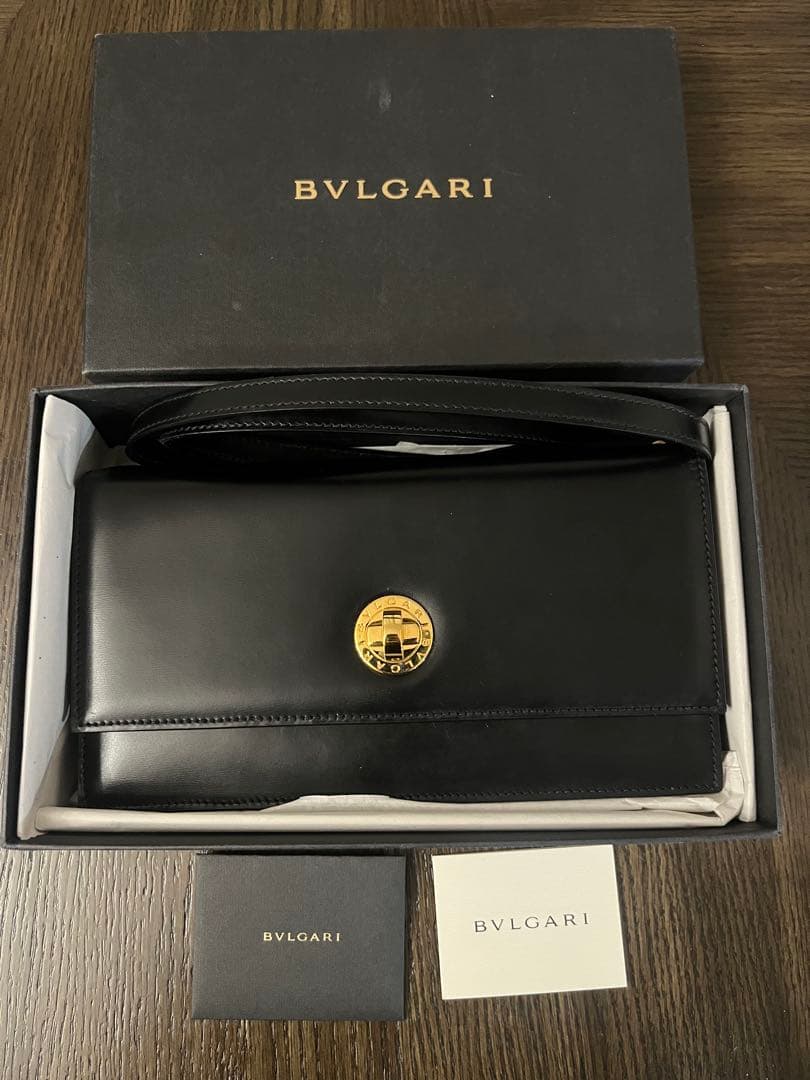 d*3様 【超美品】ブルガリ カーフレザー クラッチ ショルダーバッグ ブラック