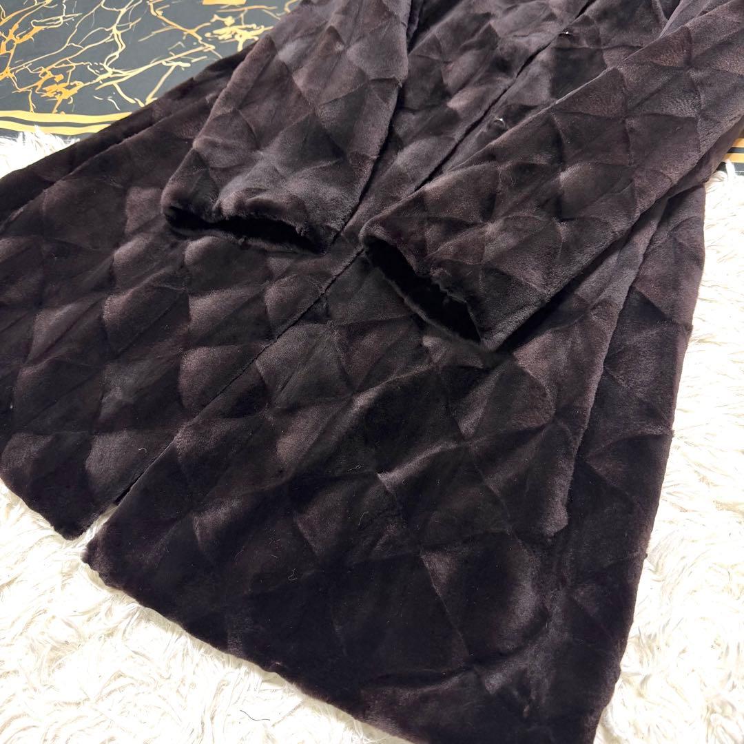 未使用級 ミンク ロングコート ブラック レディース L〜XLサイズ相当