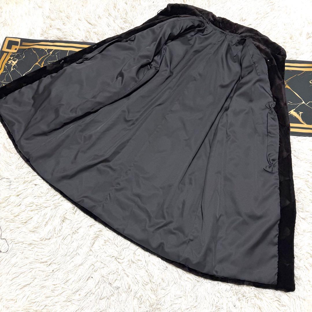 未使用級 ミンク ロングコート ブラック レディース L〜XLサイズ相当