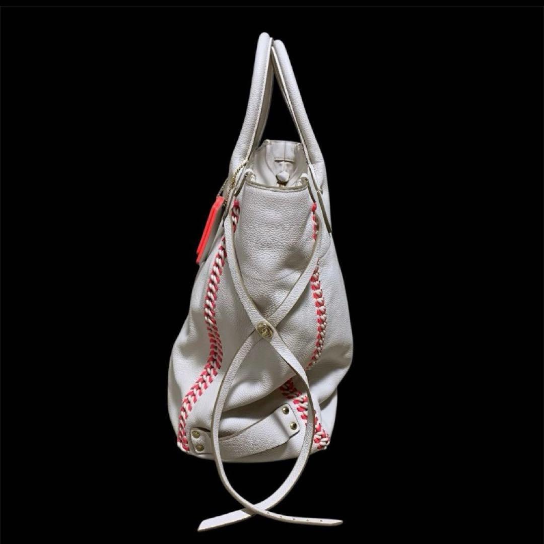 良品★COACHコーチ★トールテイタム レザートートバッグ　アイボリー　ネオン