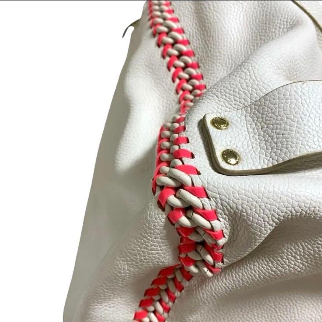 良品★COACHコーチ★トールテイタム レザートートバッグ　アイボリー　ネオン