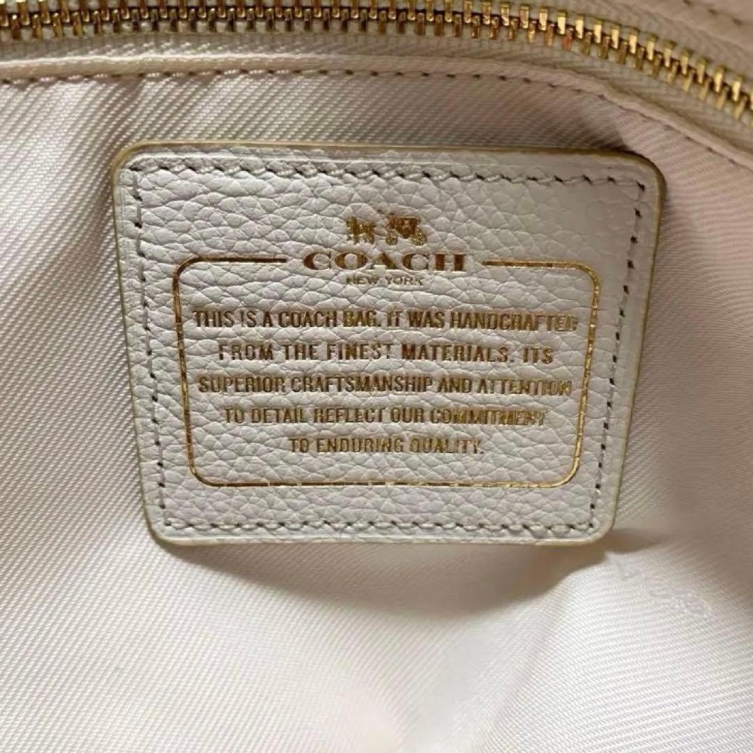 良品★COACHコーチ★トールテイタム レザートートバッグ　アイボリー　ネオン