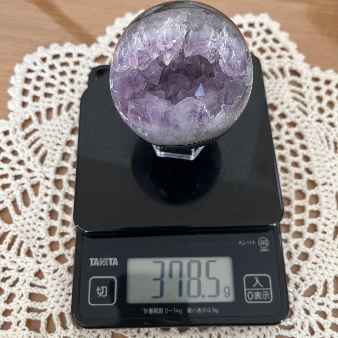 【天然石】レア★瑪瑙 メノウ アメジスト共生 笑口　龍穴　スフィア　丸玉