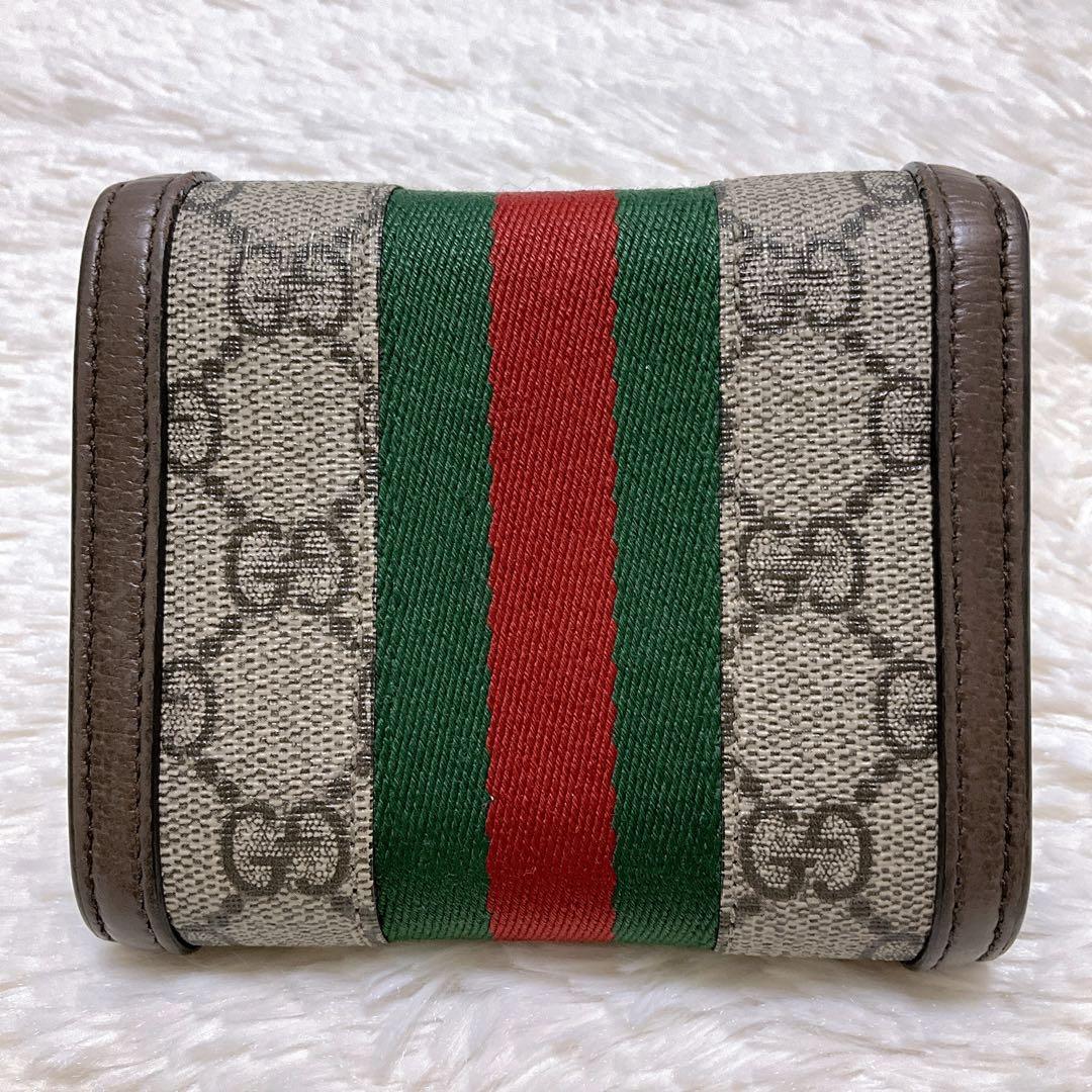 ♡美品♡グッチ オフィディア 二つ折り財布 GGマーモント シェリーライン ロゴ