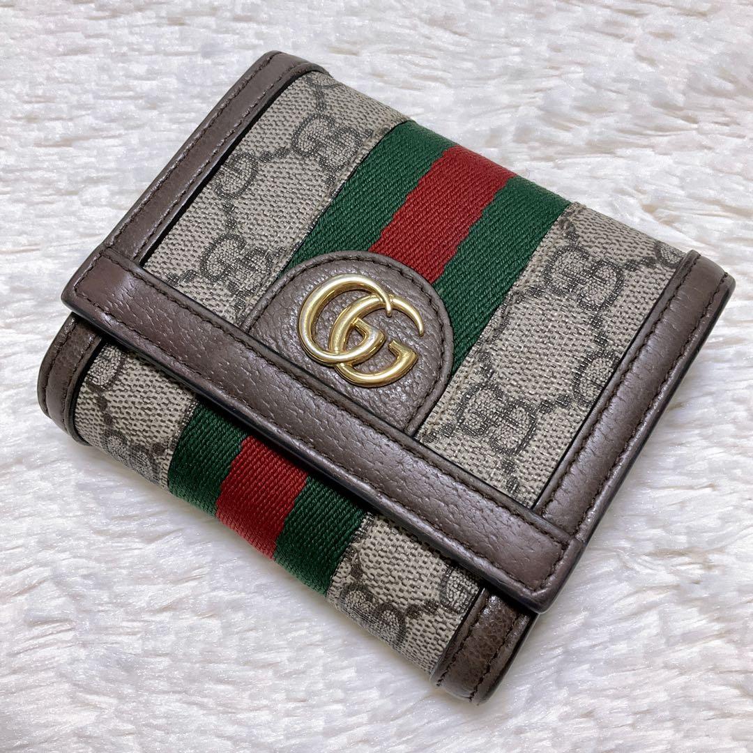 ♡美品♡グッチ オフィディア 二つ折り財布 GGマーモント シェリーライン ロゴ