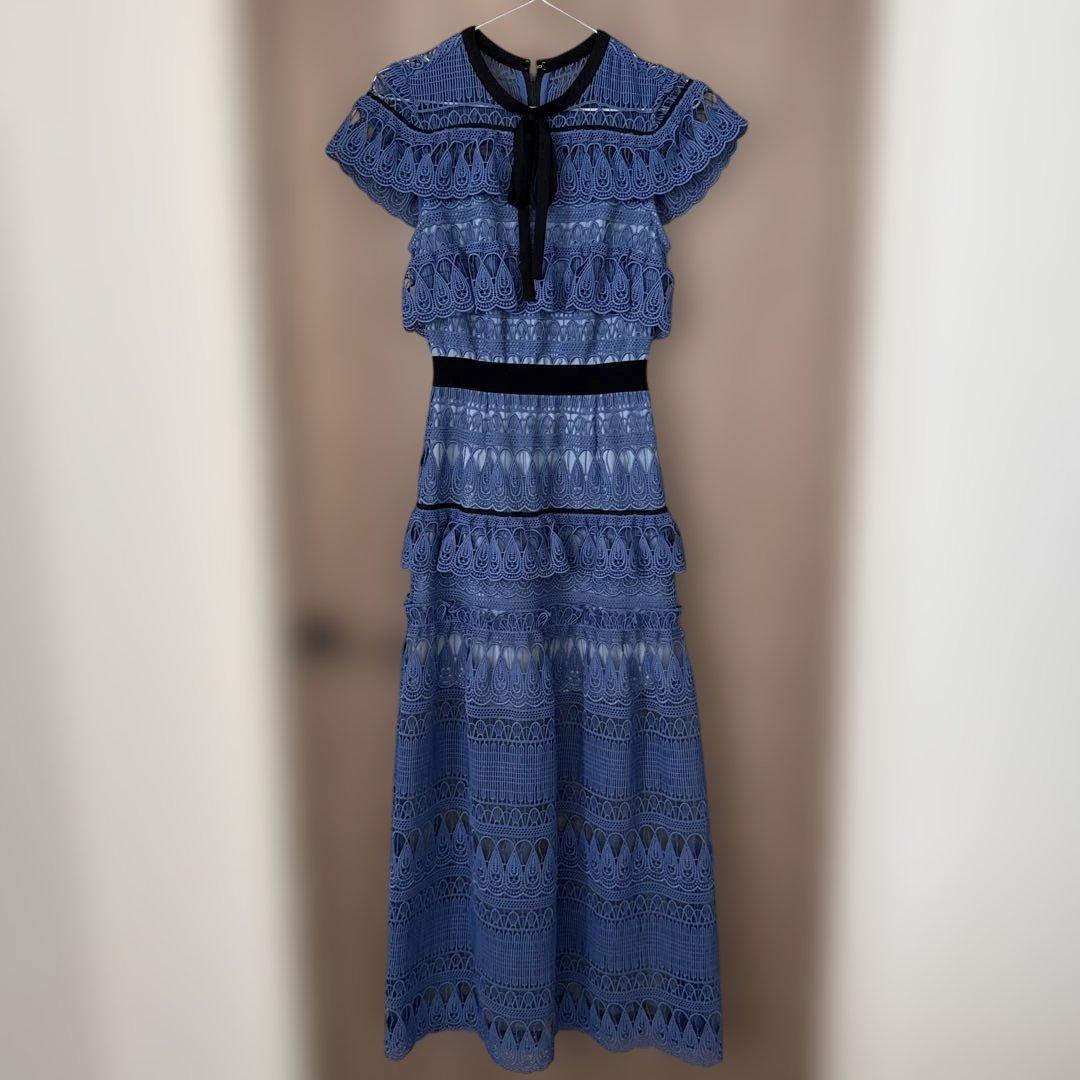 セルフポートレート ブルー レース ワンピース
