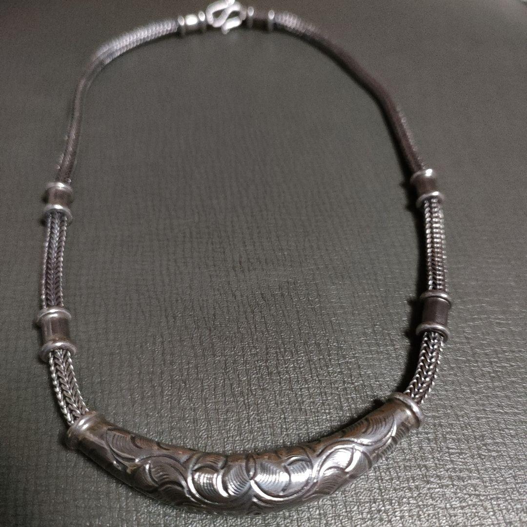 エングレーブ模様 シルバーネックレス