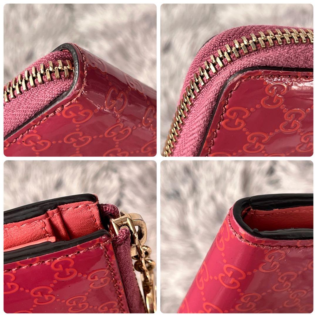 美品✨GUCCI GG柄　ピンク　長財布　ハート金具　ラウンドファスナー
