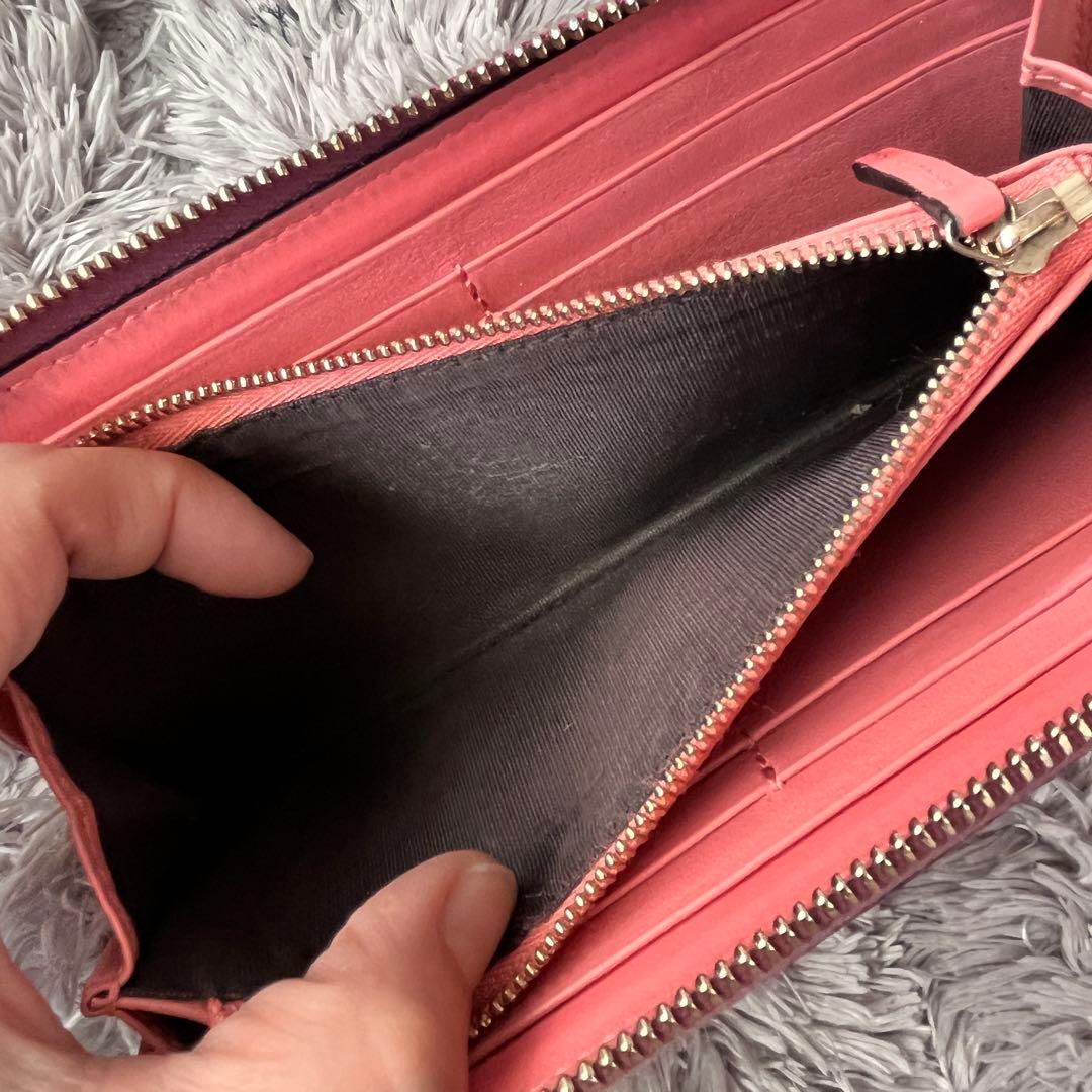 美品✨GUCCI GG柄　ピンク　長財布　ハート金具　ラウンドファスナー
