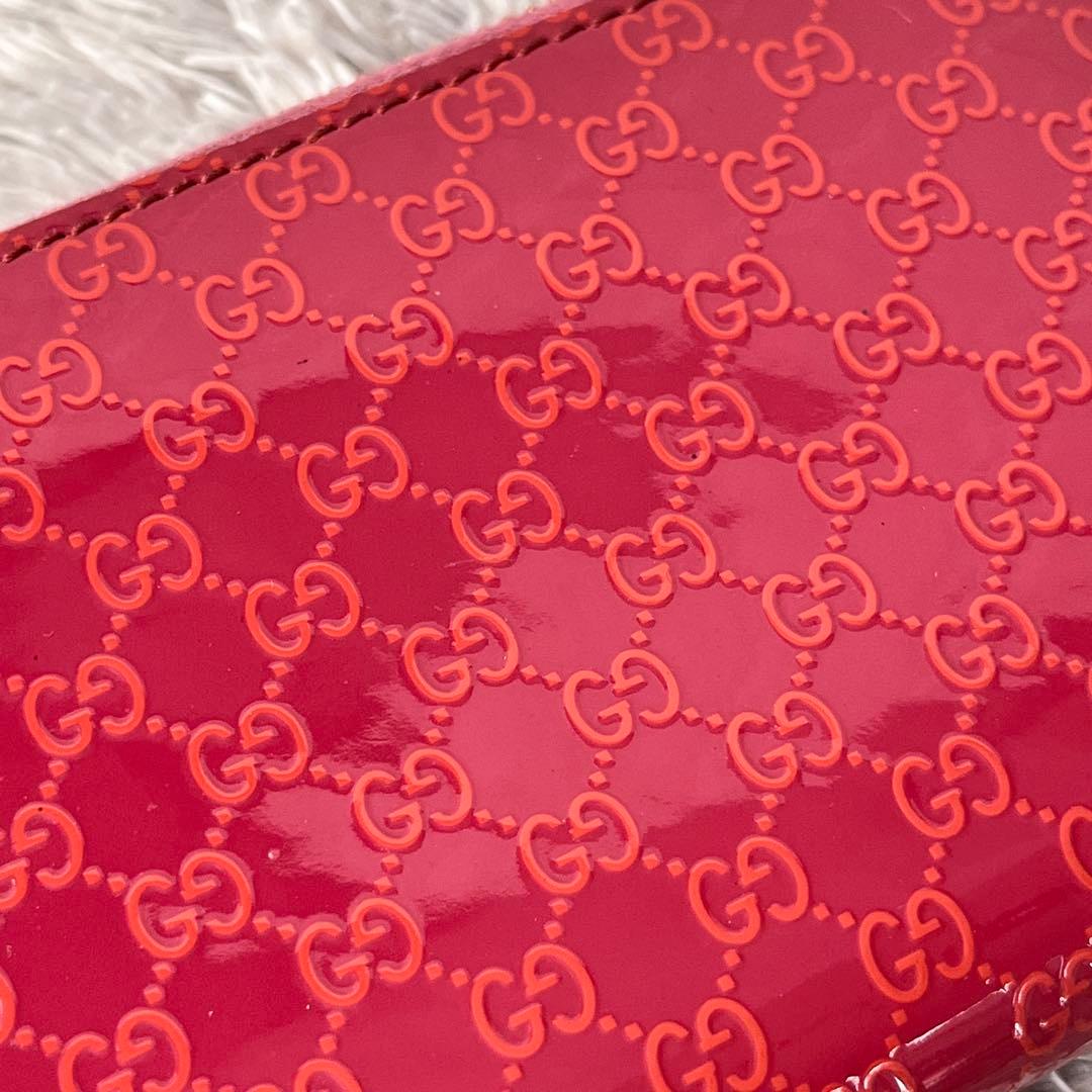 美品✨GUCCI GG柄　ピンク　長財布　ハート金具　ラウンドファスナー
