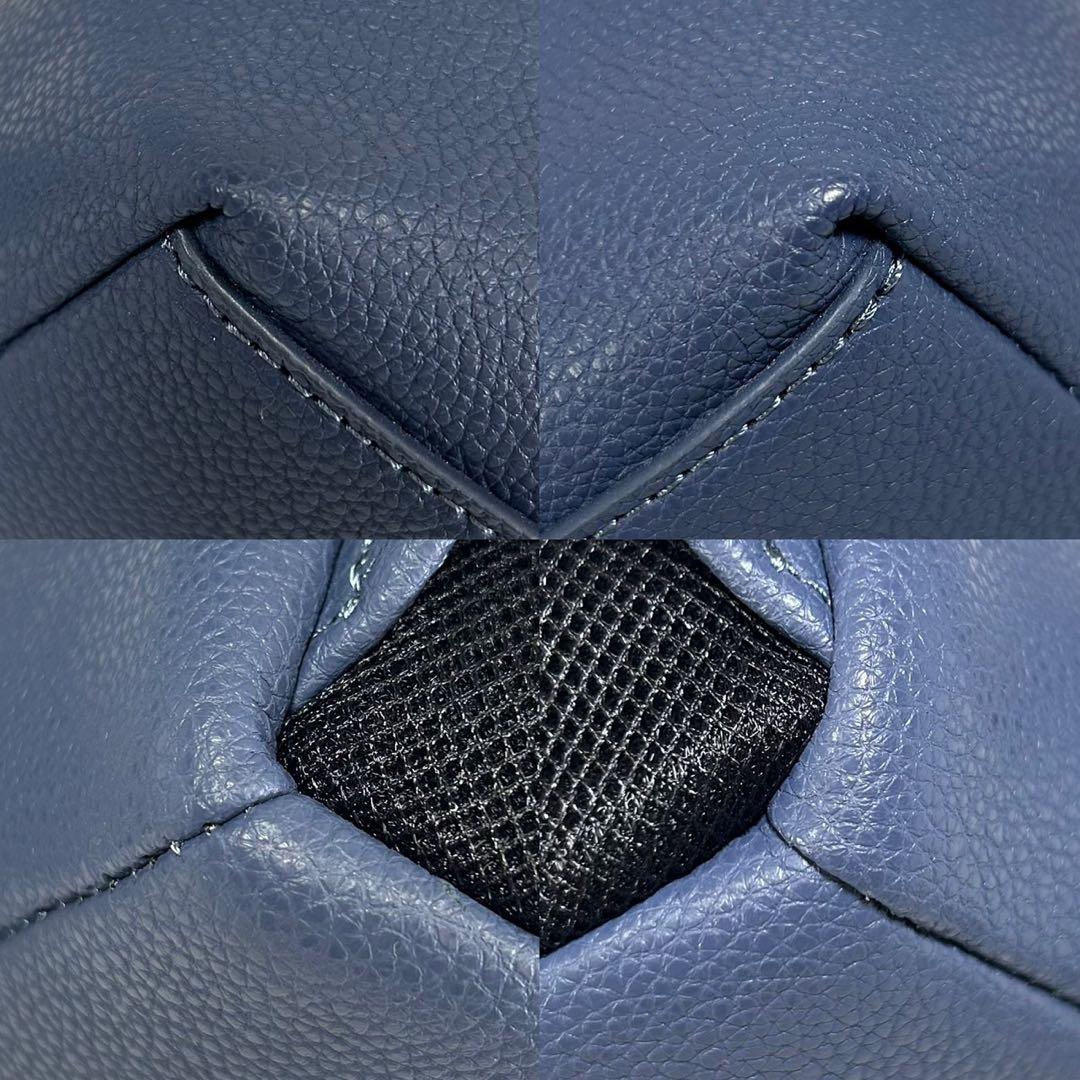 【未使用級】 ポールスミス インレイドストライプ ハンドル リュック レザー 青