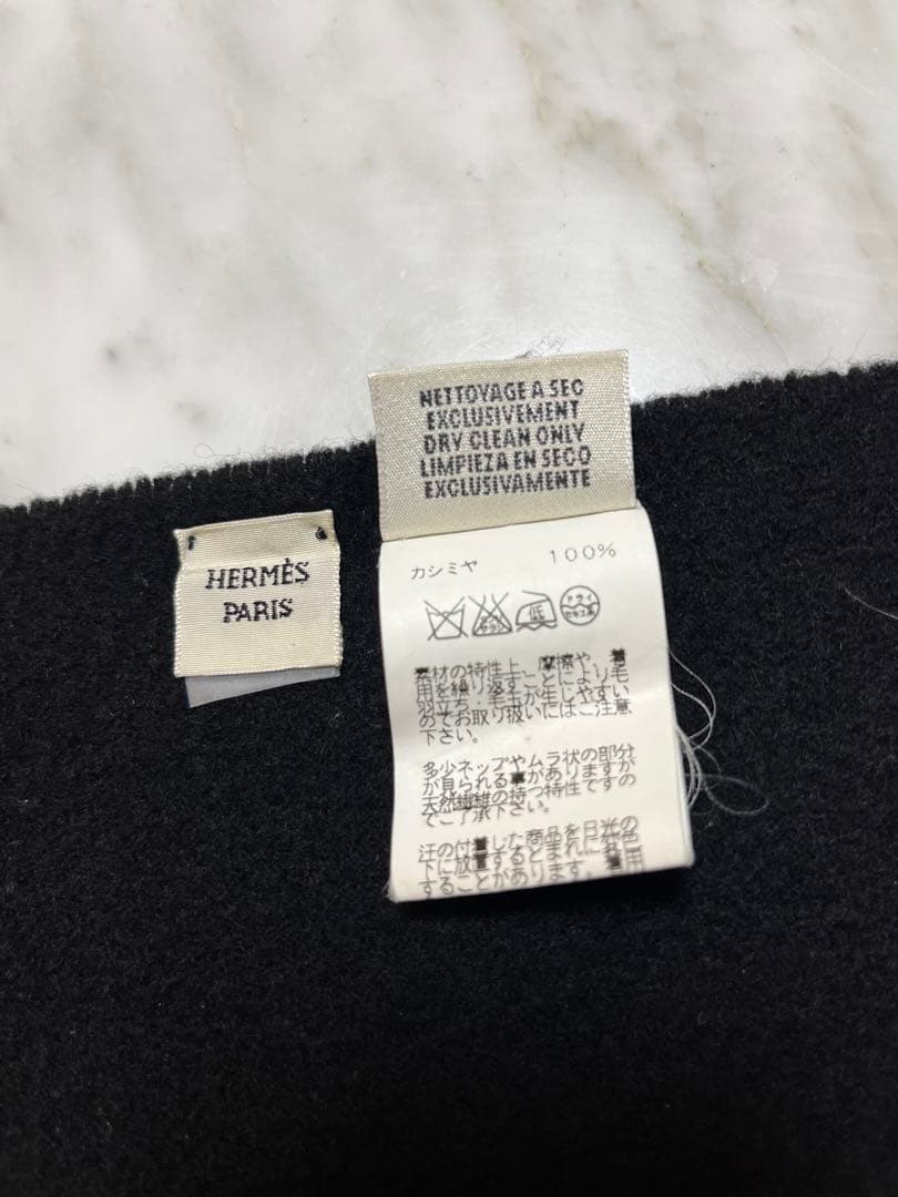 HERMES カシミア ブラックマフラー　　メンズ