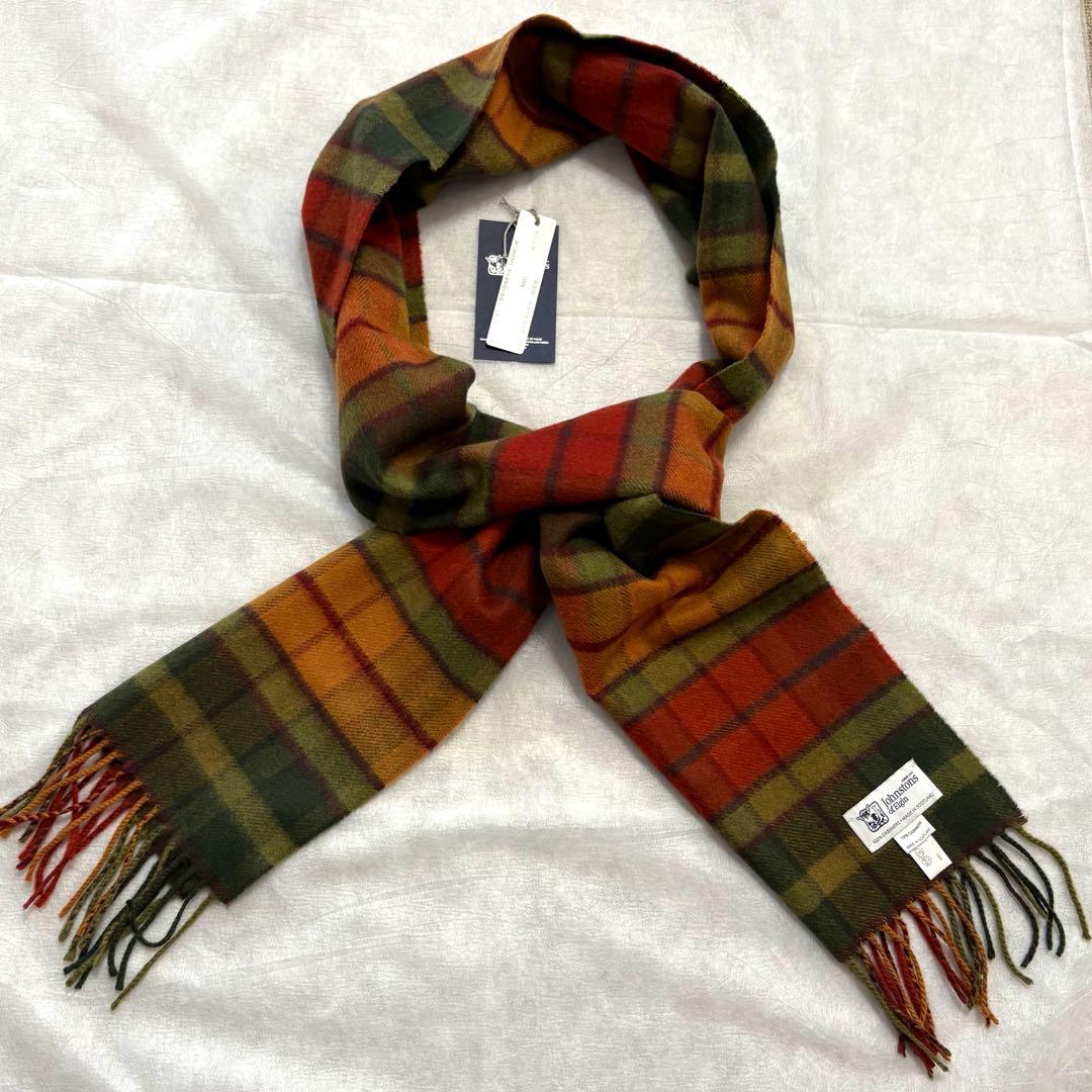 未使用★ジョンストンズ Johnstons カシミヤマフラー スコットランド製