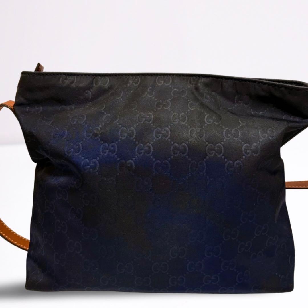 【正規品】グッチ GUCCI GG柄 ショルダーバッグ ナイロン 本革 ネイビー