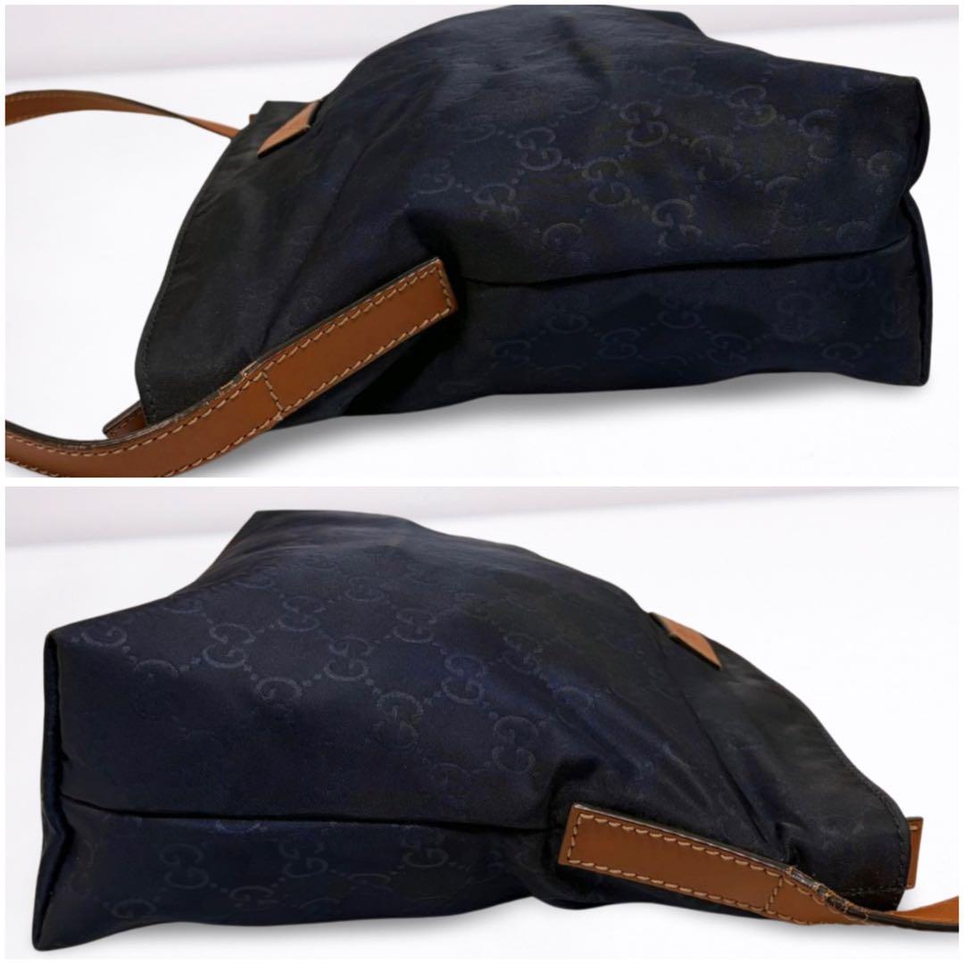 【正規品】グッチ GUCCI GG柄 ショルダーバッグ ナイロン 本革 ネイビー