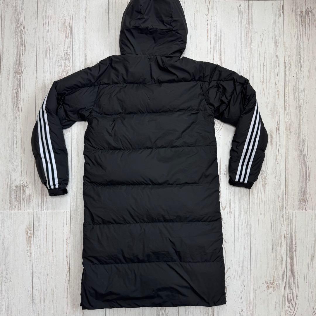アディダス ロング ダウン ベンチコート L サイズ 3ストライプ ブラック