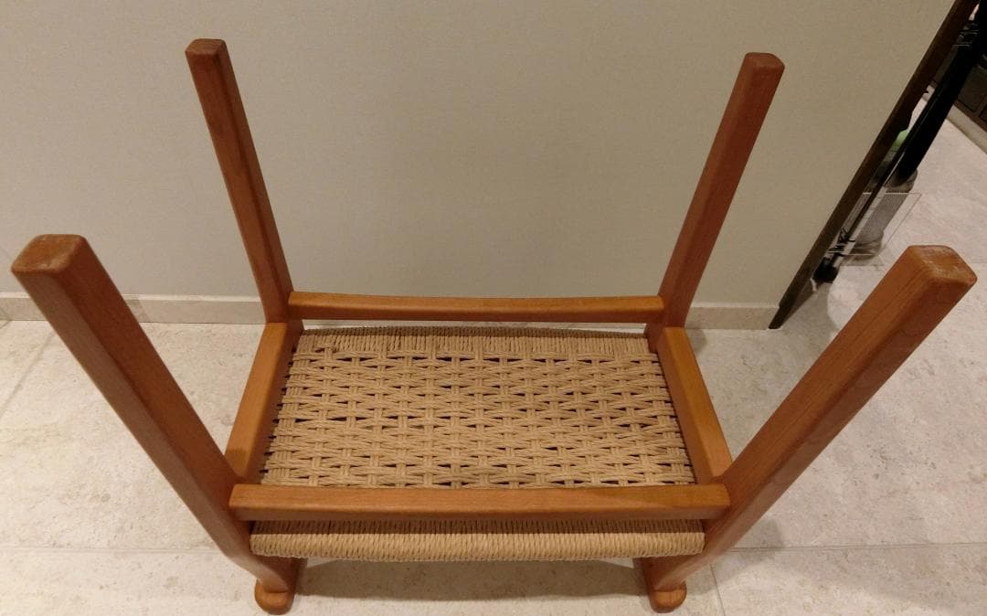 むう工房 エントランス スツール メープル無垢材 アーム付き ペーパーコード