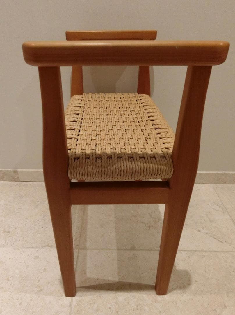 むう工房 エントランス スツール メープル無垢材 アーム付き ペーパーコード