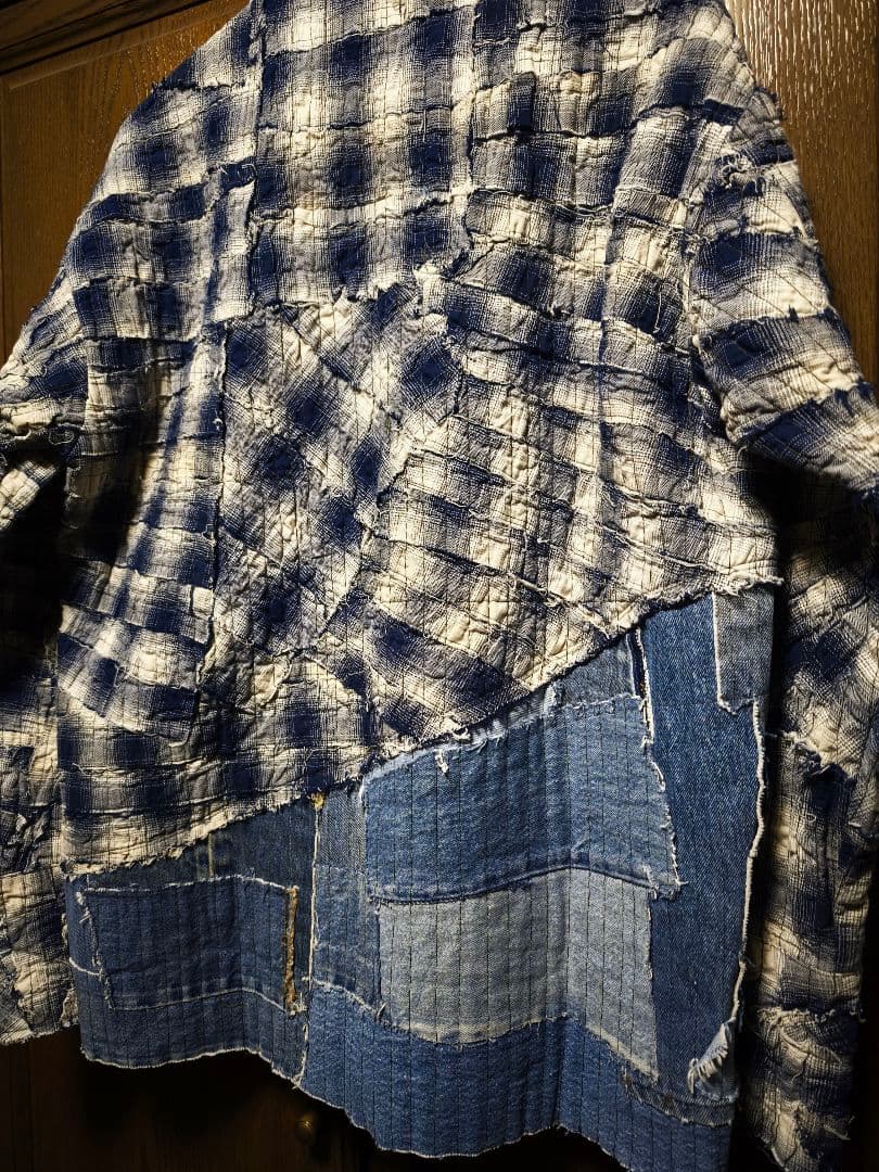 GREG LAUREN 再構築　ドッキング　チェックシャツジャケット　サイズ2