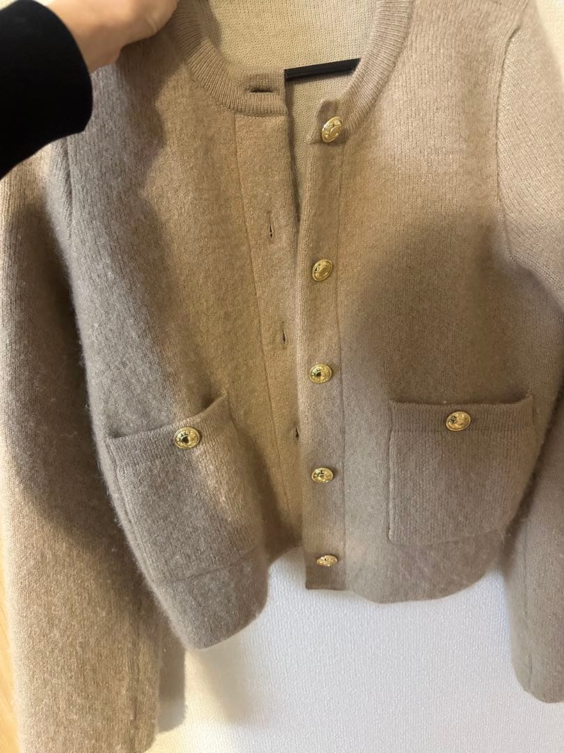 アニュアンス　カシミヤブレンドノーカラージャケット