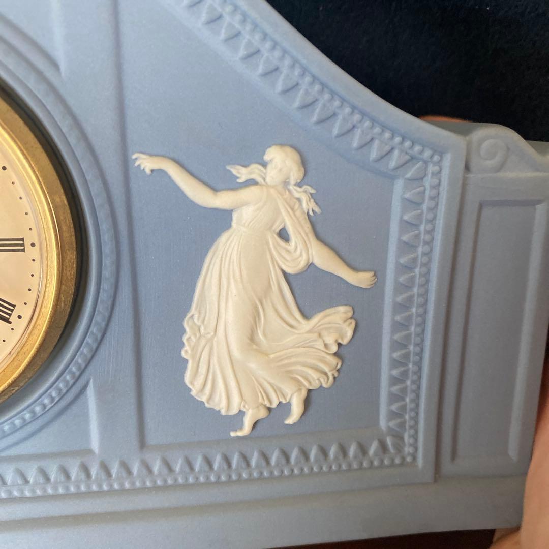 ウェッジウッド　ジャスパー　置き時計　ペールブルー