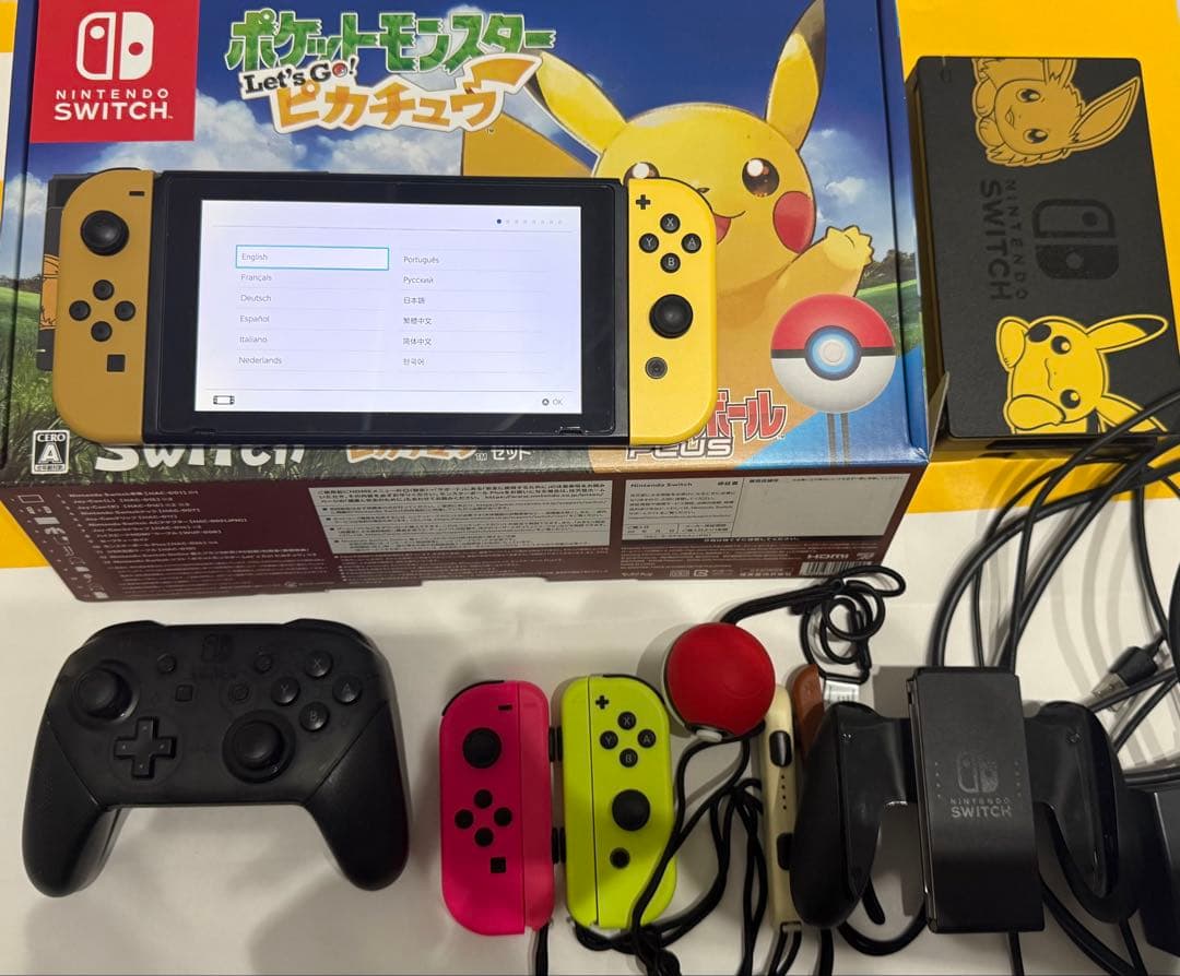 全て純正 SDカード付き Switch ピカチュウセット 任天堂 付属品完備