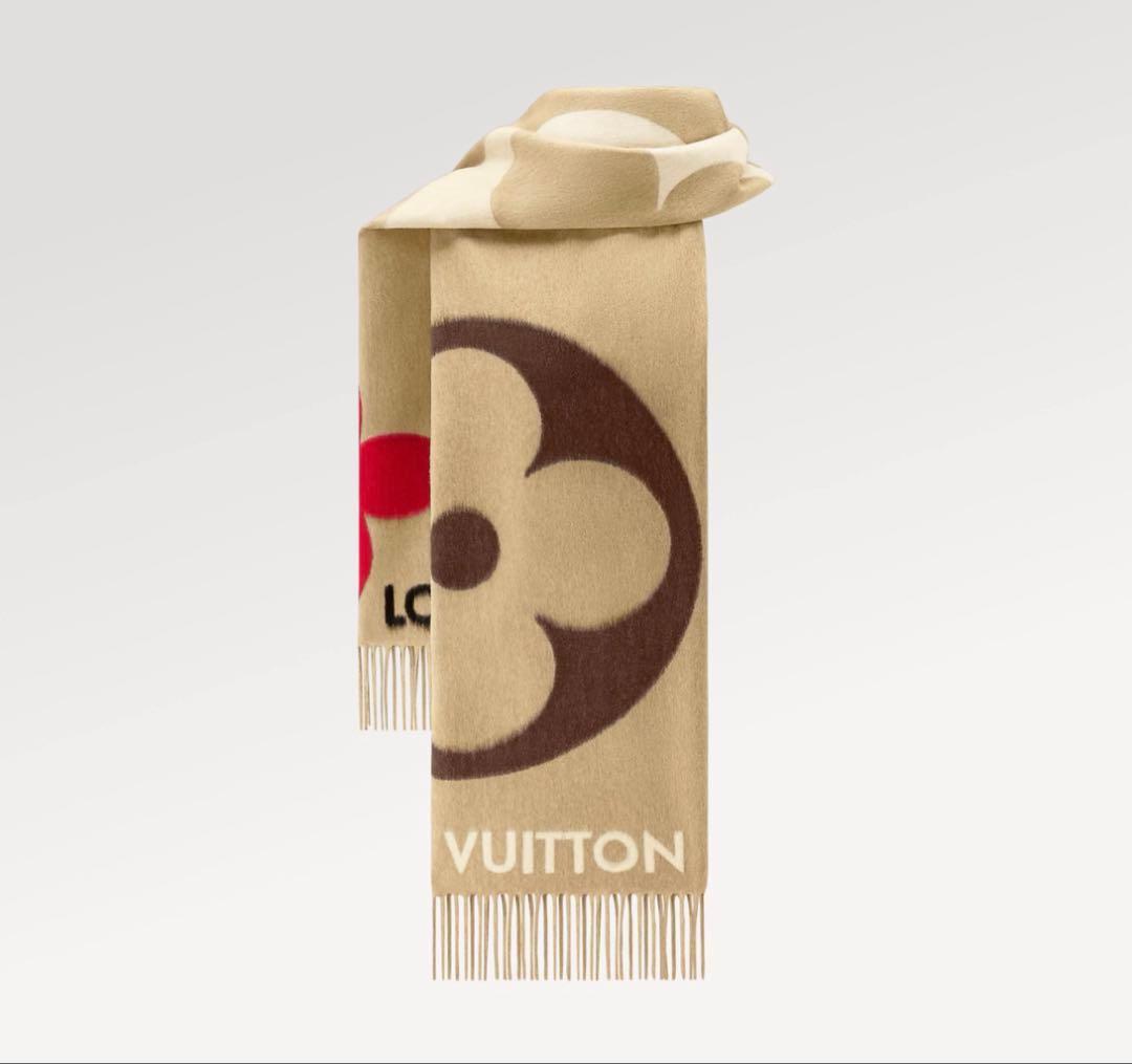 Louis Vuitton ロゴマフラー ベージュ