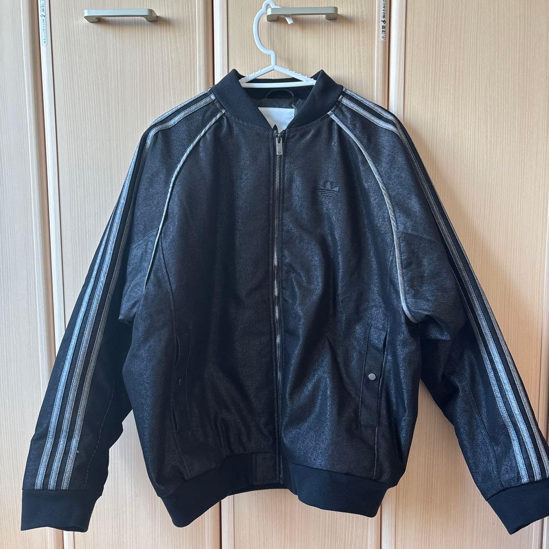 adidas ストライプジャケット M ブラック