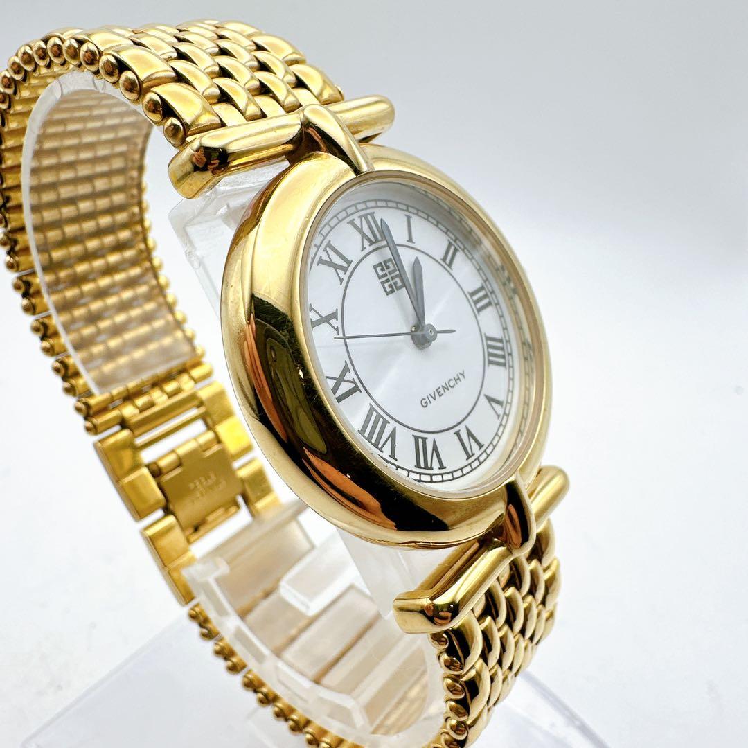 美品 稼動品 GIVENCHY ジバンシィ メンズ腕時計 ゴールド 白文字盤
