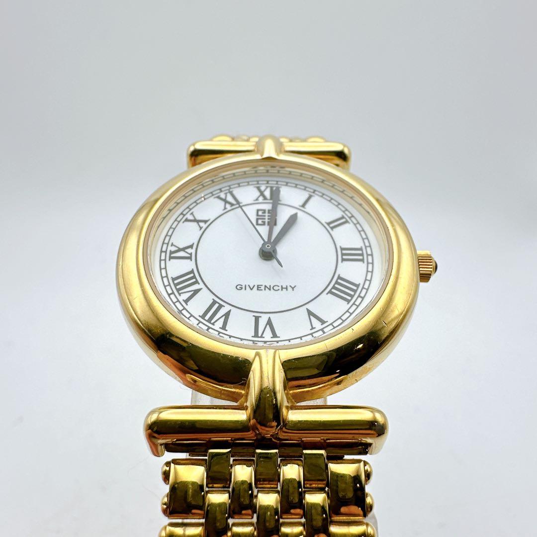 美品 稼動品 GIVENCHY ジバンシィ メンズ腕時計 ゴールド 白文字盤