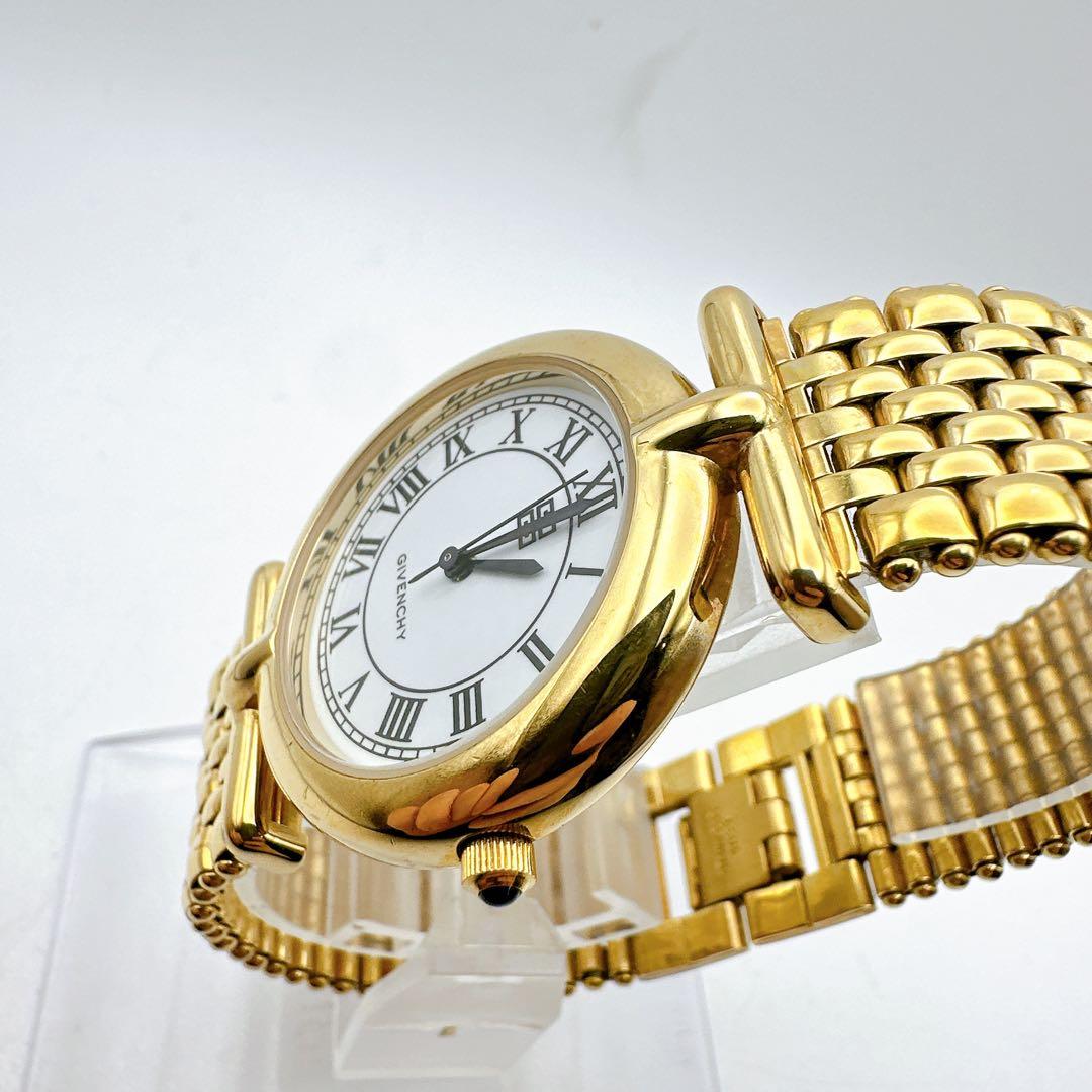 美品 稼動品 GIVENCHY ジバンシィ メンズ腕時計 ゴールド 白文字盤