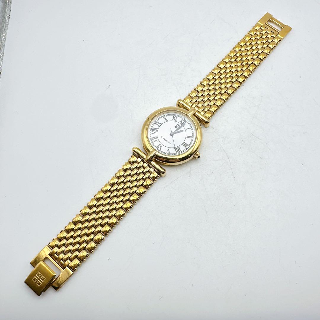 美品 稼動品 GIVENCHY ジバンシィ メンズ腕時計 ゴールド 白文字盤